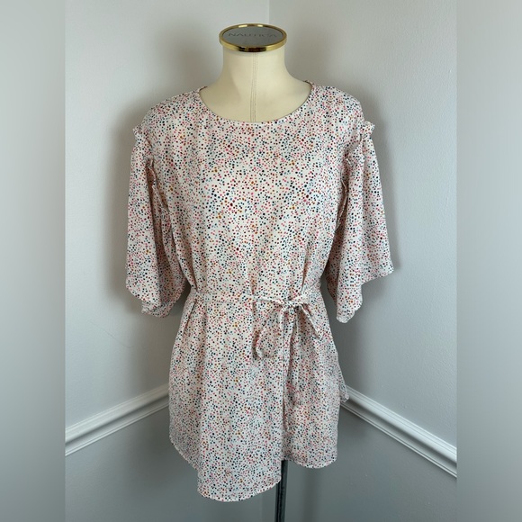 MOTHERHOOD MATERNITY White & Multicolor Blouse With Waist Tie | Size Medium - Picture 4 of 16